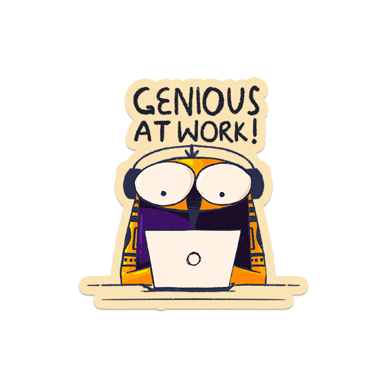 Genius at Work: Exclusive Owly Laptop Sticker | Unique Owl Design