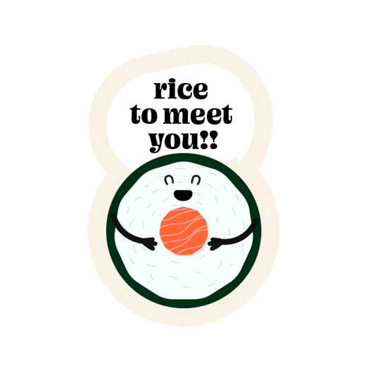 Rice to meet you laptop sticker