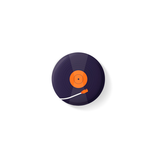 Vinyl player round pin badge (44mm) Vinylplayer