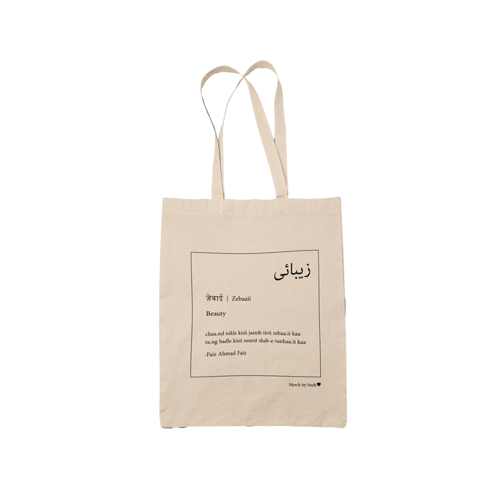 Zebaaii shayari tote bag
