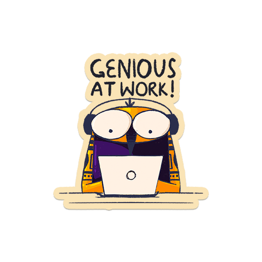 Genius at work! Owly Laptop sticker Owl-Geniusatwork_8f7d6eed-213b-4469-85b1-54570d3c535e
