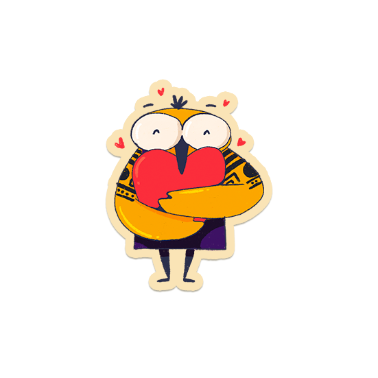 Owl stickers Owl-heart