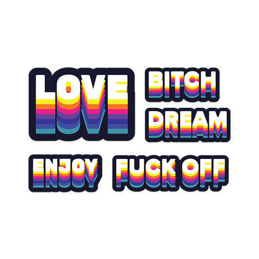 colorful text based sticker pack