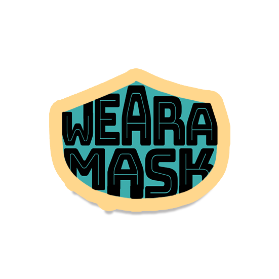 Wear a mask text in a shape of mask cool laptop sticker