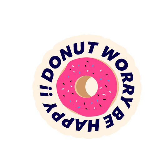 Donut worry laptop sticker