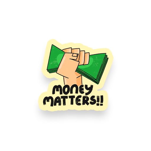 Money matters laptop sticker