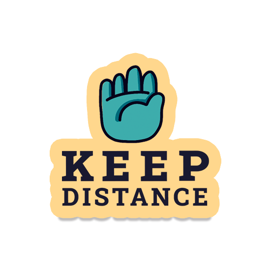 keep distance hand signal and text cool laptop sticker