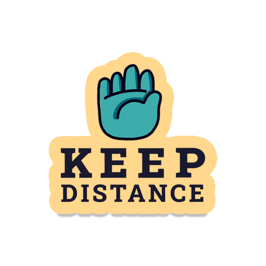 keep distance hand signal and text cool laptop sticker