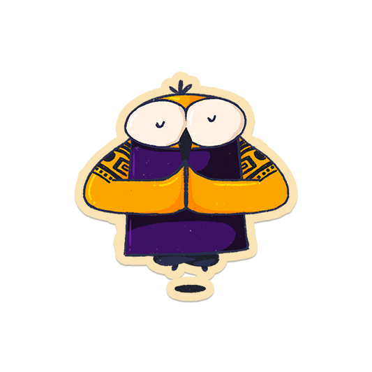 Meditating owl cool laptop sticker