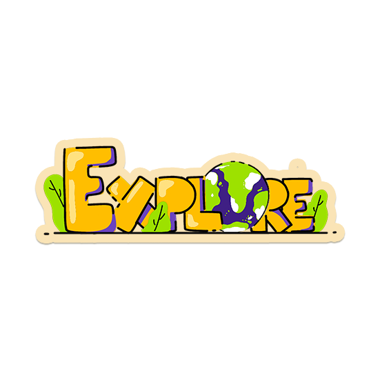 Explore text with globe and greenery cool laptop sticker