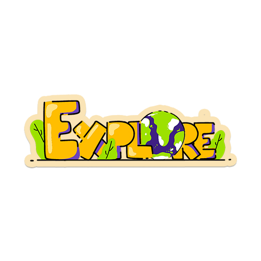 Explore text with globe and greenery cool laptop sticker