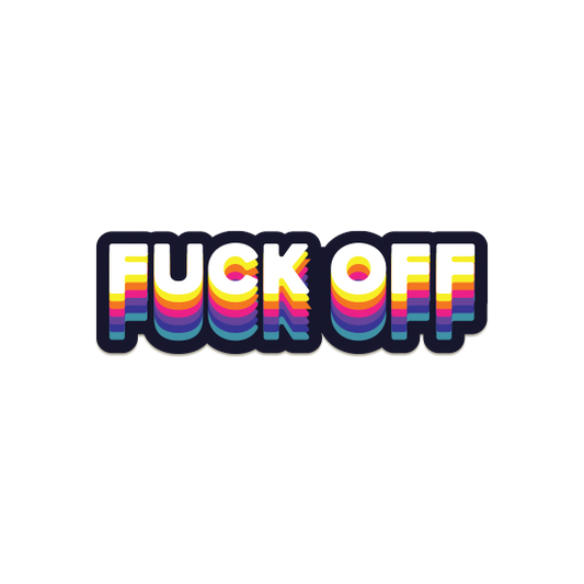 NSFW text saying fuck off colorful cool laptop sticker