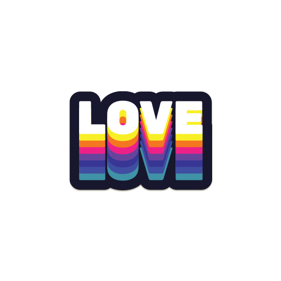 Love colorful text cool laptop sticker