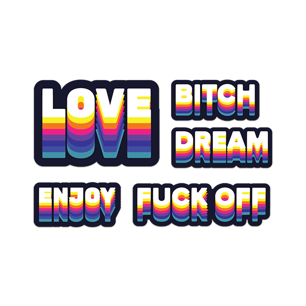 colorful text based sticker pack